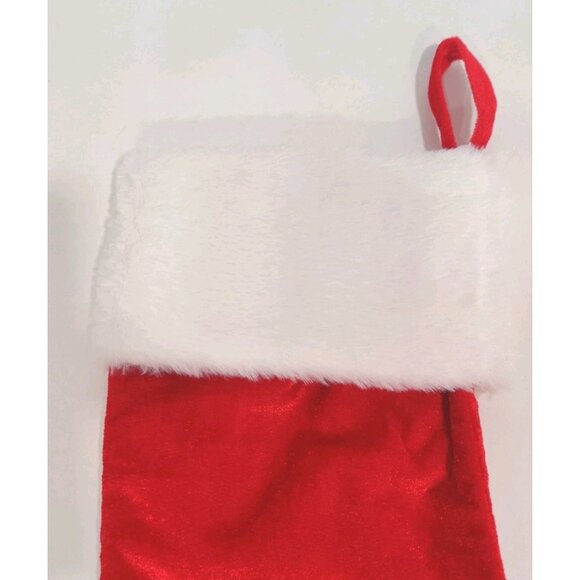 18" Red Velvet Christmas Stockings with White Plush Cuff Monogram Letter P - Picture 3 of 10
